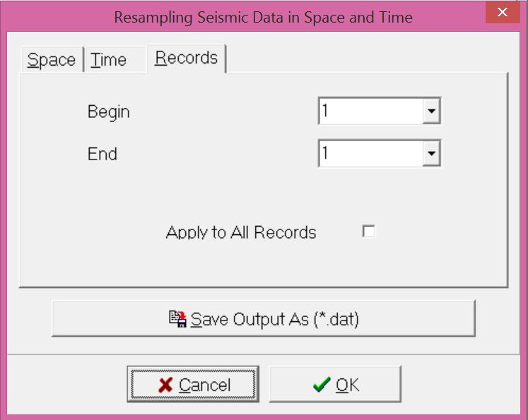 resampling record range, respectively, can be specified.