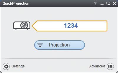 5. Using the Projector via a Network 5. Enter the identification code on the QuickProjection dialog. The projector's name or IP address can also be entered instead of the identification code. 6.
