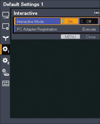 Preparations for Using the Interactive Function 4. Select [Interactive], and then press the [Enter] button. 5. Select [Interactive Mode], and then press the [Enter] button. 6.
