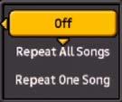 Music Use this option to adjust music repeating, song gap interval and shuffle mode.