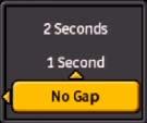 Select Song Gap to choose gap interval: 2 Seconds 1 Second No Gap To change slideshow