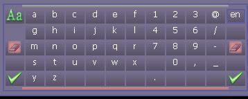 In the pop-up keyboard, press arrow buttons to select letters. Press OK after each letter to spell the name, and then select the check mark with OK.