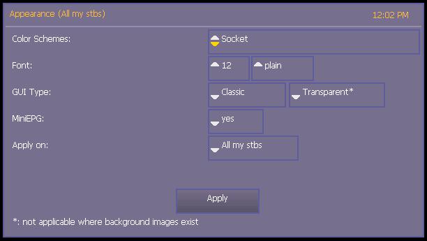 Appearance Appearance controls the on-screen format for menus and windows. Navigate to the Preferences menu (see page 22), then select Appearance.