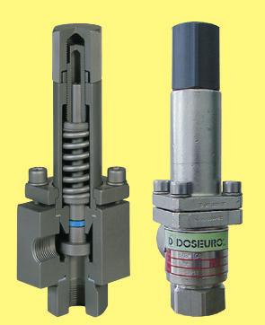 Accessories Safety relief valves Type Pump capacity Connections TS-10 200 l/h 3/8 or 1 2 TS-13 400 l/h TS-21 1000 l/h 1 G.F Body PVC or S.S. 316 PULSATION DAMPENERS * S.S. 316 Relief - Safety valve setting pressure: max 40 kg/cm2 (588 Psi) higher pressures are available on request.