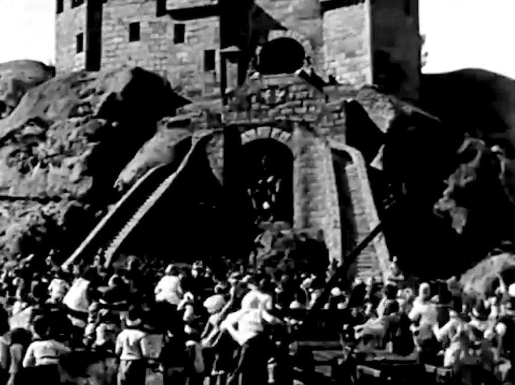 The False-Fronted Giant s Castle In the movie the children sweep up the long staircases and invade the castle.