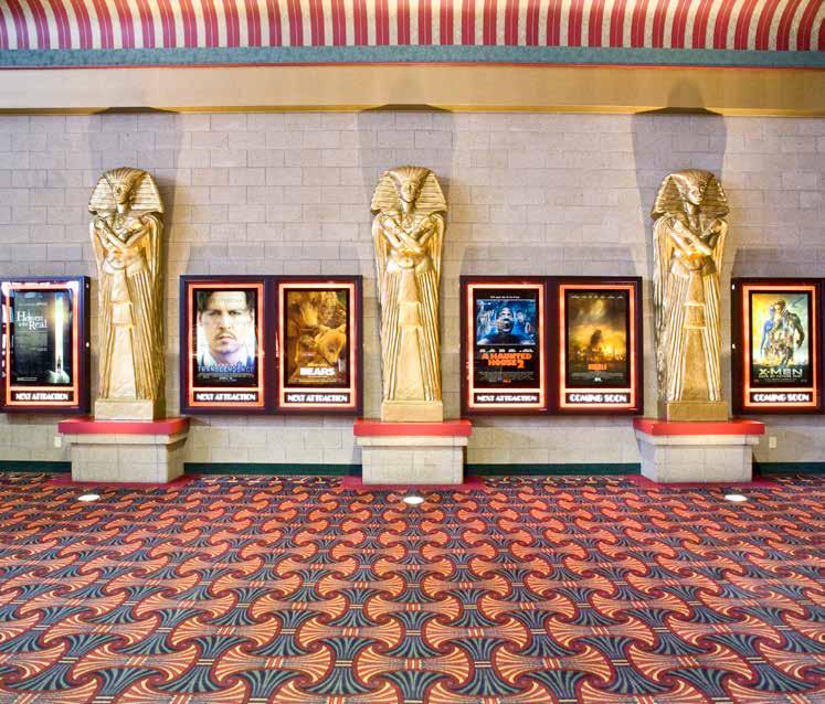 Lobby - Grand Theatres custom carpet pattern Purposeful floor covering can have a dramatic impact on interior environments, but it has to live up to performance requirements to be successful.