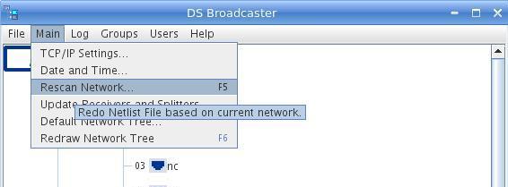3.5 RESCANNING THE NETWORK The DSNet audivisual netwrk is autmatically scanned at first start.