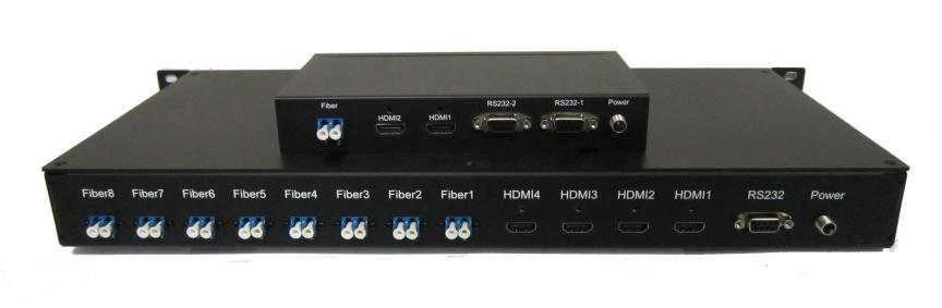System Application Diagram Description AMRT-FD-05K-2LC-XX extender enables PC HDMI and RS232 link to far end display monitor through fibers, and the maximum communication distance is up to 5000