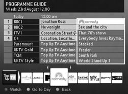 National Geographic channel and more, for you to watch whenever it suits you. Using Your DTR The extra channels are shown across the bottom of the Programme Guide screen.