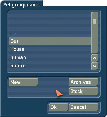 Working with groups is described below. (28) The Opt button gives you further options that can be used to improve and optimize the scene arrangement in the scene bin.