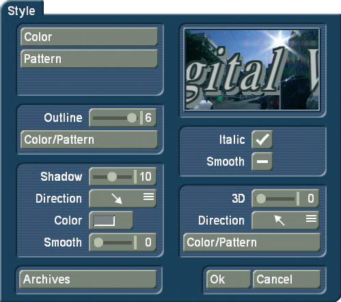 Bogart SE 4 User manual 59 A click onto the Style button opens another screen. Here, you can see a preview to the right displaying a smaller version of your video.