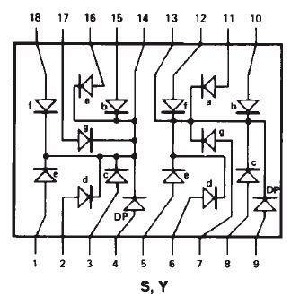 Internal Circuit Diagram (cont.) Hole pattern for PCB layout to achieve uniform 0.450 In. Digit to digit pitch. for HDSP-FXXX to HDSP-GXXX.