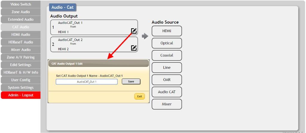 Output and Input Routing Click the buttons from left to right to choose each output s source.