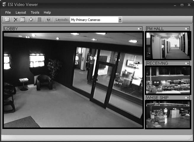 Using the multi-max layout style ESI Video Viewer User s Guide A multi-max layout is one in which one panel is larger than the others.