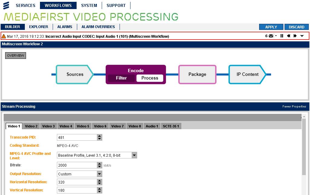 Getting Started Figure 3.55 Displaying More Properties for Encode Process 7. Click the APPLY button to implement the changes to the workflow.