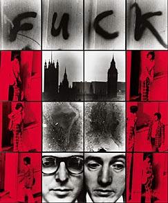 Rebecca Stones 6 Fuck, 1977, 242 x 202 cm, Photography Piece. In their youth Gilbert & George created art with a lightness if touch, satirical wit and sense of there own sexual vulnerability.