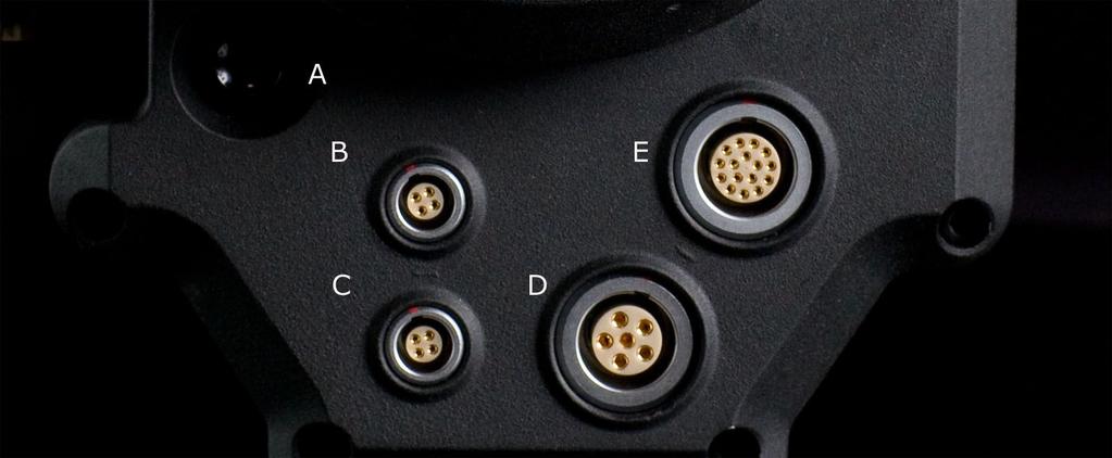 A Power On/Off switch C Aux Power / GPIO B B Aux Power / GPIO A D Camera 11.5-17V D.