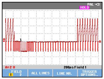 Triggering on Waveforms Triggering on Video Signals 4 Triggering on Video Signals To trigger on a video signal, first select the standard of the video signal you are going to measure: 1 Apply a video