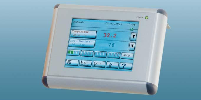 Input functions and display of the operating parameters are effected via the graphic colour touch panel. Additional features: High-resolution colour display (VGA).