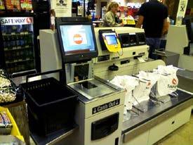 The self checkouts have a similar function to an ATM.