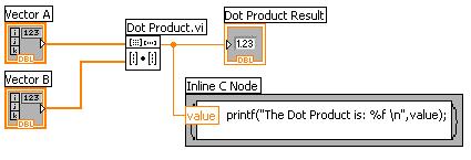 The dot product application was created using the same vector values used previously in the VisualDSP++ project file, exp1_1.dpj.