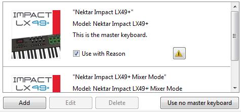 Reason Integration Setup and Configuration The Impact LX+ Reason Integration is compatible with all Reason products from version 5 or higher.