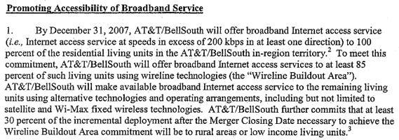 AT&T-BellSouth-DirecTV "In the 25 percent of AT&T's wireline customer locations where it's currently not economically feasible to build a competitive IP wireline