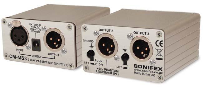 CM-MS3 Single 3 Way Passive Microphone Splitter Product Function: To split a microphone or line level signal to 3 independent outputs.