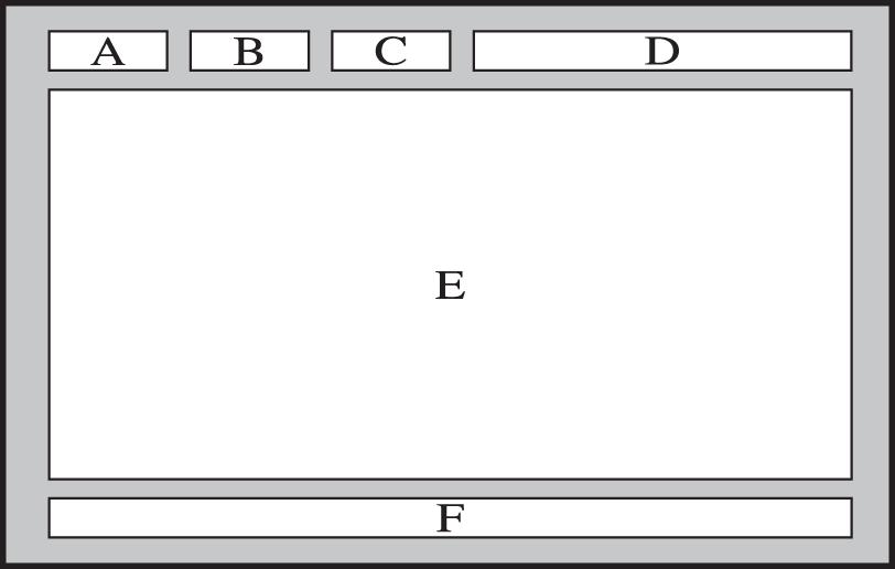 Pagină tipică de teletext Parte Cuprins A B C D E F Numărul paginii selectate. Identitatea canalului de emisie.