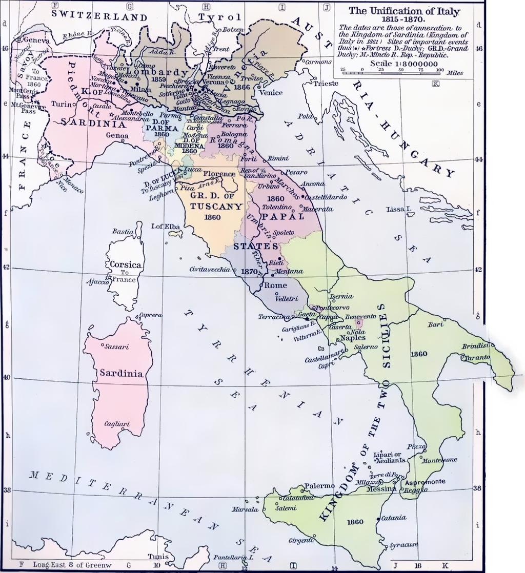 8 states within Italy between 1770 and 1900 Italy of 1900 Exclude parts of Austria that became Italy under 1920 Treaty of Rapallo (Trentino, Alto Adige, Eastern Friuli, Venezia Giulia, Istria, Zara)