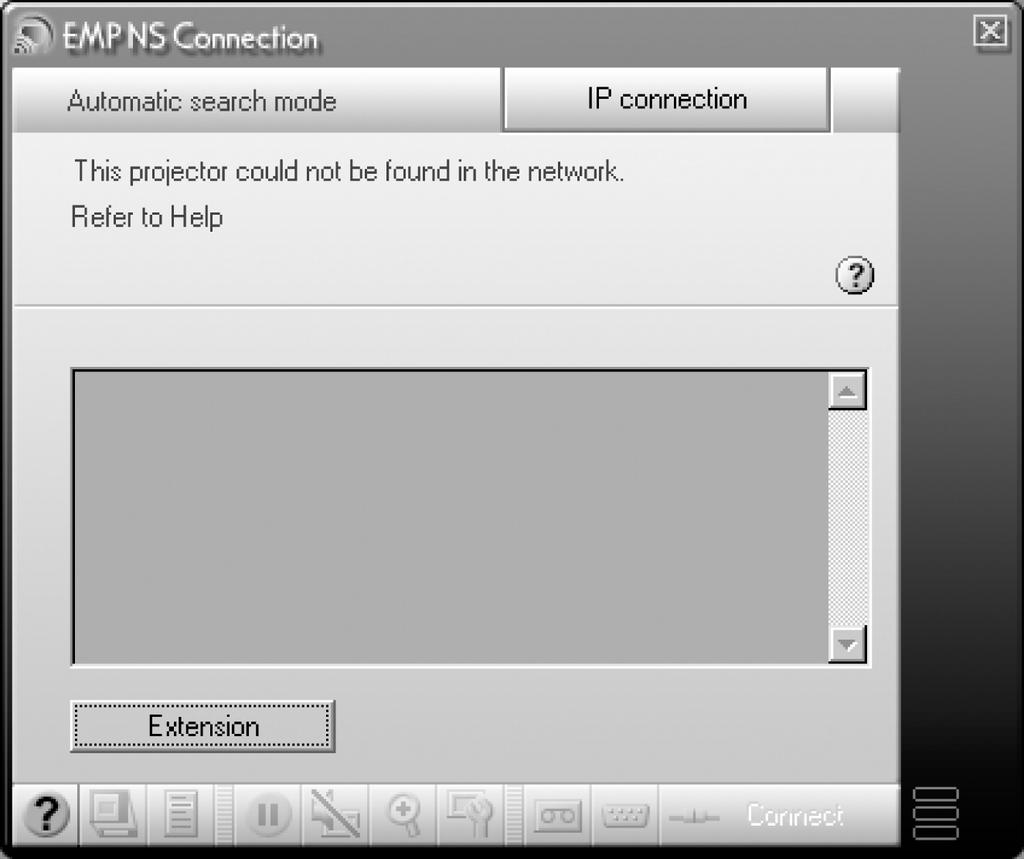 If this happens, run EasyMP to check the projector s IP address, then repeat this step. Note: If you still don t see the projector, make sure the Internet Connection Firewall is disabled. 6.