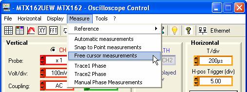 Making measurements from the trace Making measurements from the trace (continued) b) Free cursors Using this mode the user is free to