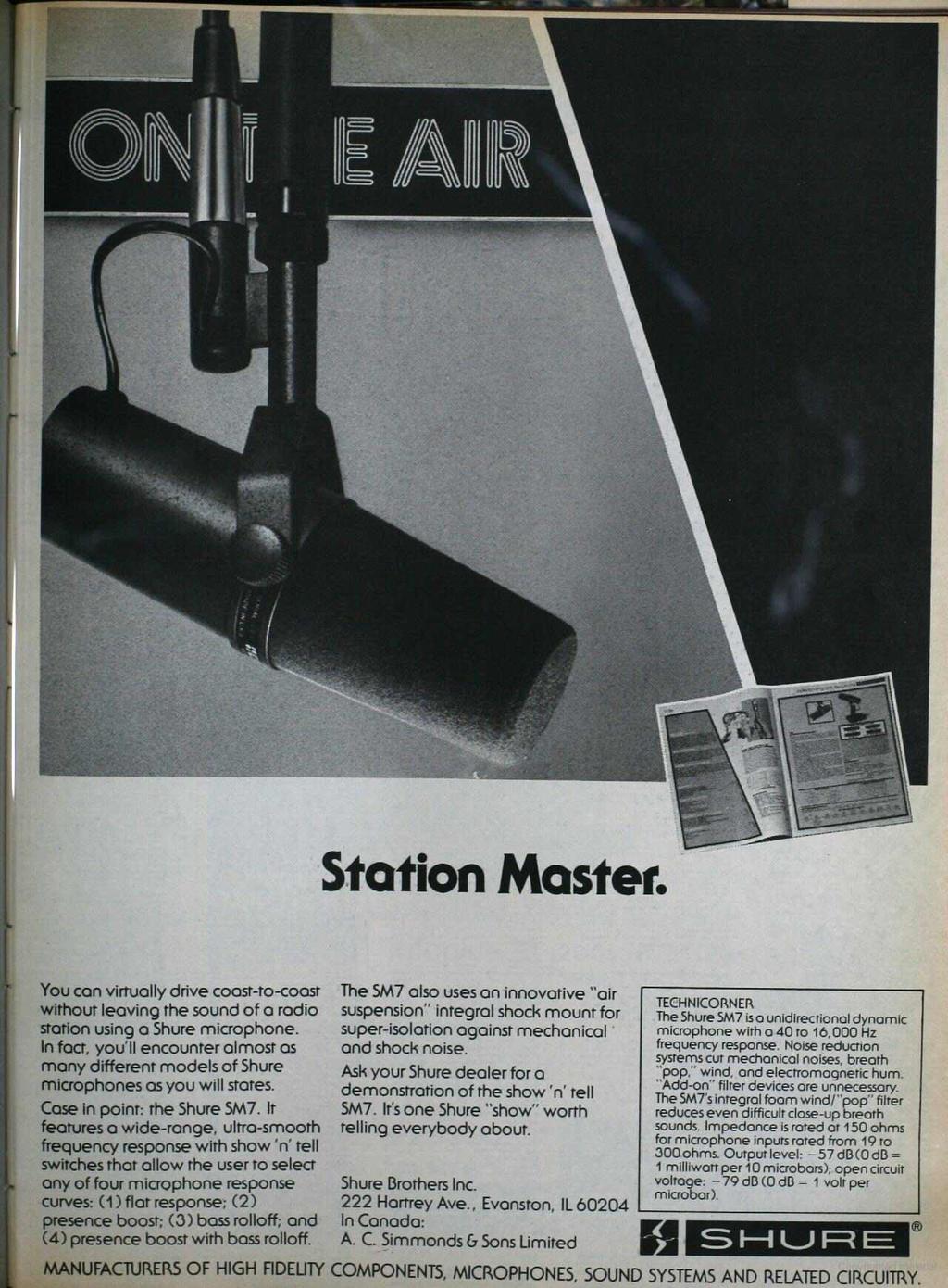 MANUFACTURERS OF HIGH FIDELITY COMPONENTS, MICROPHONES, SOUND SYSTEMS AND RELATED CIRCUITRY. www.americanradiohistory.com Station Master.