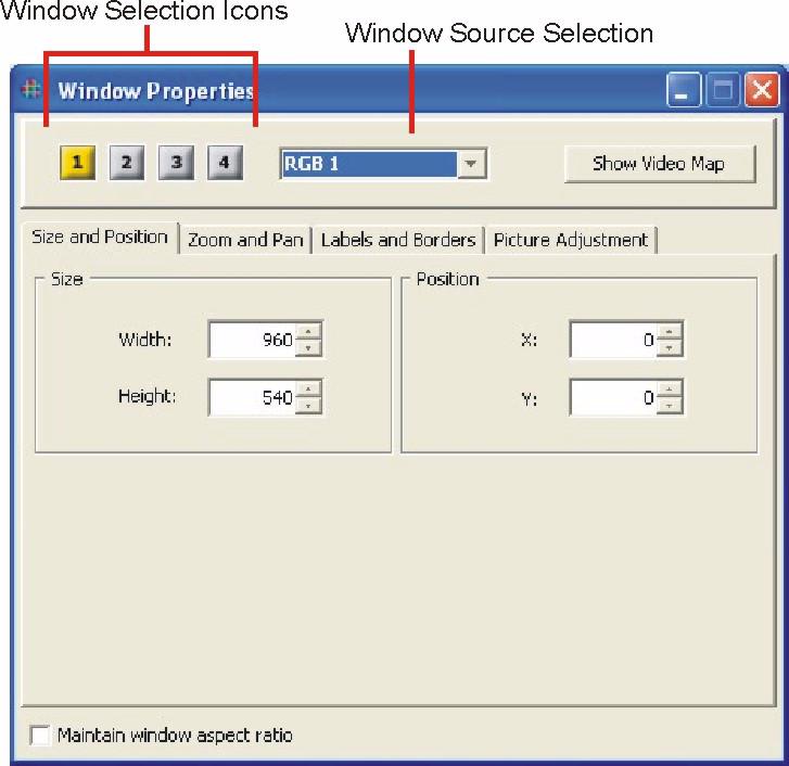 OPERATION Window Properties WINDOW PROPERTIES.... Click Properties at the top of the WCP to display the Window Properties page. The upper portion of the page is shown in Figure 3-5.