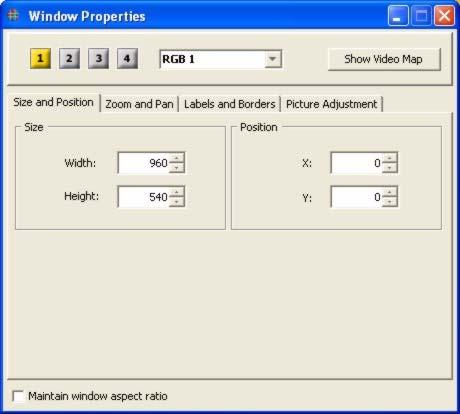 OPERATION Window Properties SIZE AND POSITION TAB.