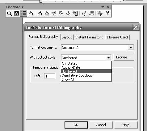 Cite While you Write: Format Bibliography Click on icon