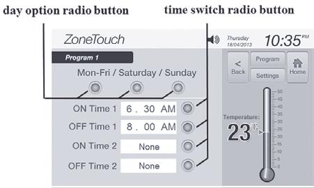 c) Touch the hour, minute or AM/PM field on the screen to highlight it, and then the and buttons will appear on the screen (Figure 6).
