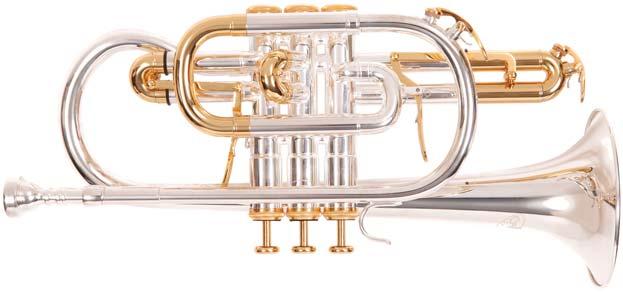 Eb SOPRANO CORNET OUTFIT Silver-plated with gold-plated slide Gold-plated bottom and top caps