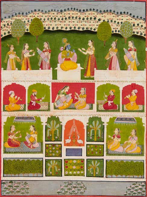 49 Scene from a Ragamala, Radha greets Krishna, possibly the Kamod Ragini [Datia or Budelkhand, India, c.