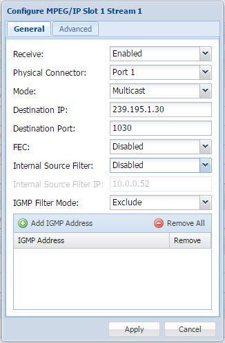 Port TGX-4400 User Manual located on the about tab under the Options section. This setting allows the user to enable or disable the ASI Input to the TGX 4400.