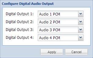 The number of outputs available directly correlates with the number of audio services the unit is licensed to support. Up to four digital audio outputs are available.