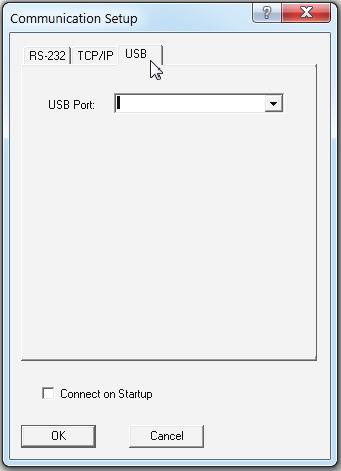 1 2 3 Extron USB Device Figure 86. Communications Dialogs 3. Select the startup options: a. If RS-232 is selected, configure the port settings. b.