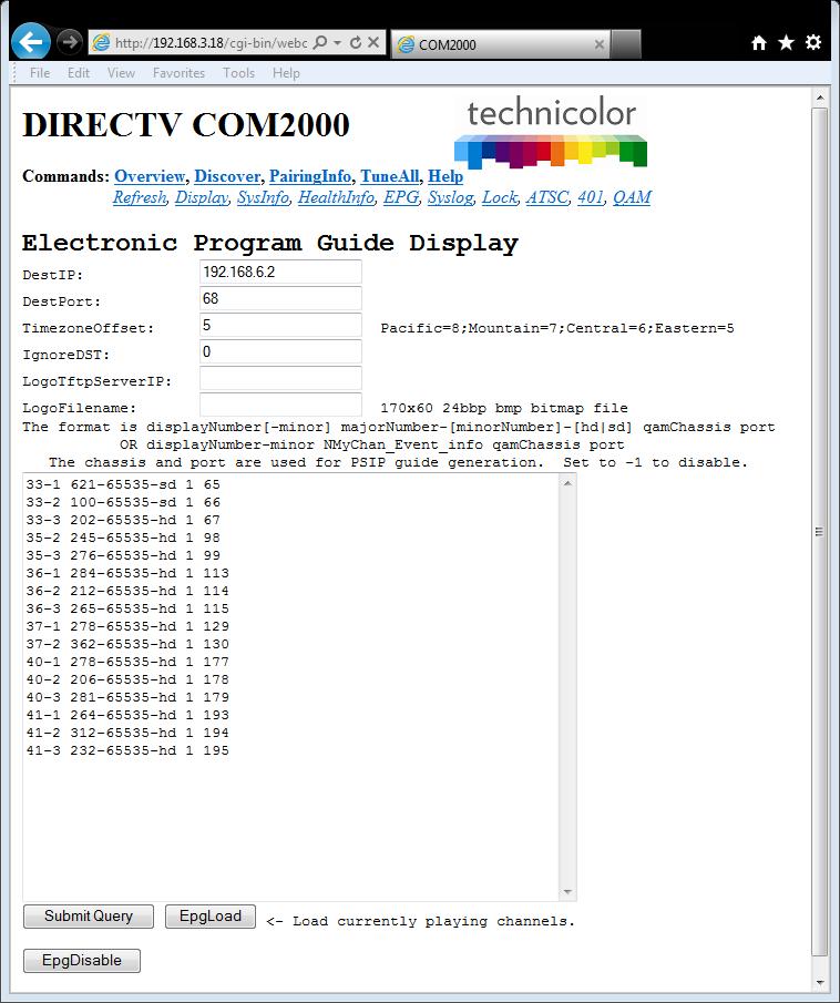 6.10.2 Configuring the EPG The screen shown in Figure 52 below is the result of clicking the EpgLoad button located at the bottom of
