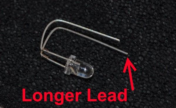 Repeat for all tube locations: 8.2 Bend the leads of each LED as shown below.