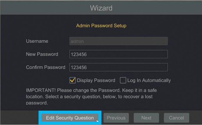 by clicking Edit Security Question in the window below.