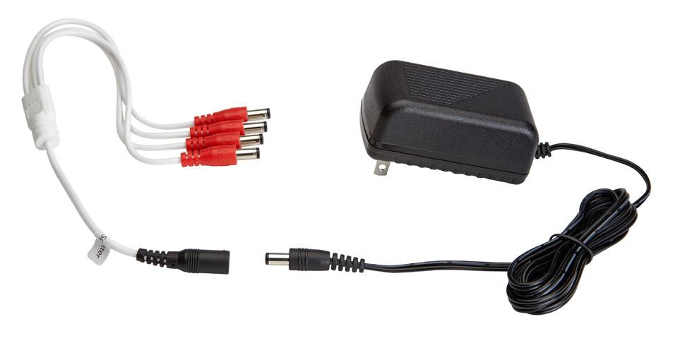 D. Connect the female end of the power splitter into the adapter as