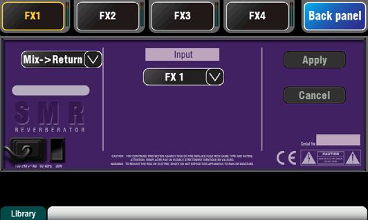Start by turning up a vocal channel fader while the master strip LR mix is selected to hear the signal in the main PA mix. Select the top layer to view the FX Return channel strips.