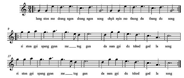 Figure 5. Ston gyi lu (Autumn Song). (Muhammed Shafi Reli) These new versions of lu soma utilized a semiotic palette I term Generic Pop Himalayan or Pan-Himalayan.