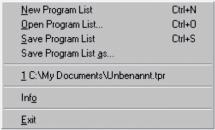 Program List Menu WinTV DVB-s Installation and Reference Manual This is a drop-down menu containing the options described below.