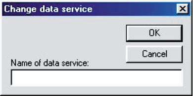Changing a Service Name Clicking on the Change button opens the dialogue box called: 'Change data service'.